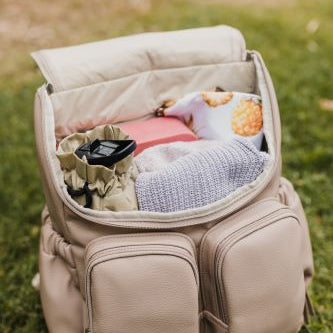 Nappy backpack oat dimple inside packed