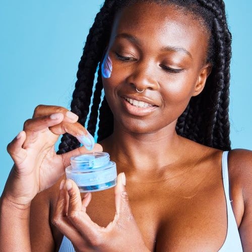 lady using the blue butterfly sleep mask