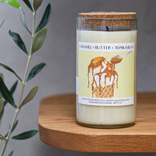 Caramel & butter & tonka bean unwined candle