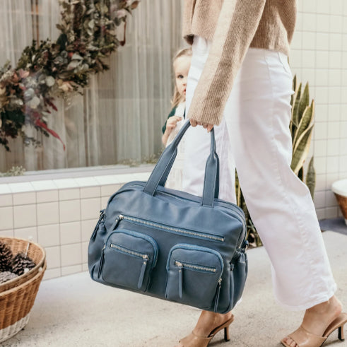 Carry all nappy bag in stone blue