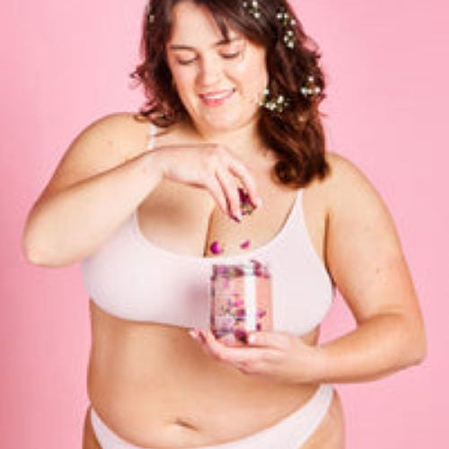 Lady using the goddess bath soak