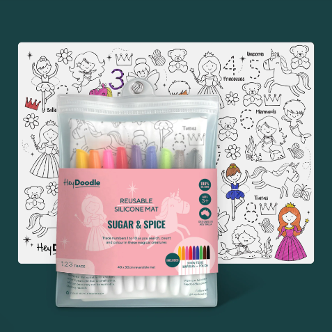hey doodle reusable princess coloring mat