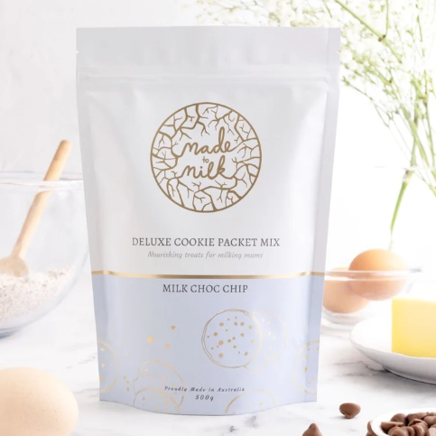 Made to milk deluxe lactation cookie packet mix in milk choc chip