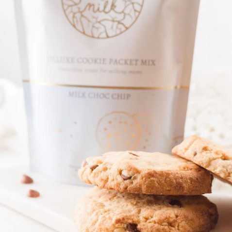 Made to milk deluxe lactation cookie packet mix and cookies.
