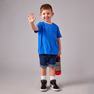 Little boy holding the marvel avengers water bottle