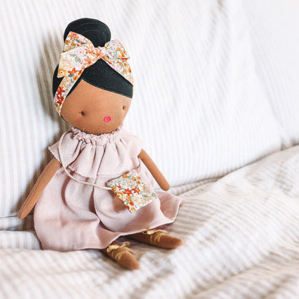 piper doll 43cm pale pink dress floral headband alimrose