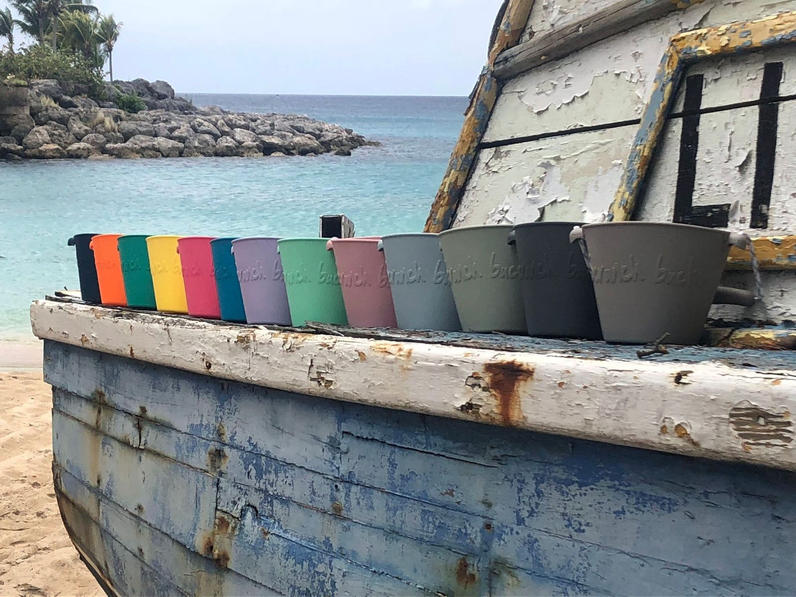 Scrunch buckets lined up in all the colours