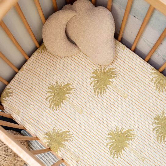 Stripe palm cot sheet set