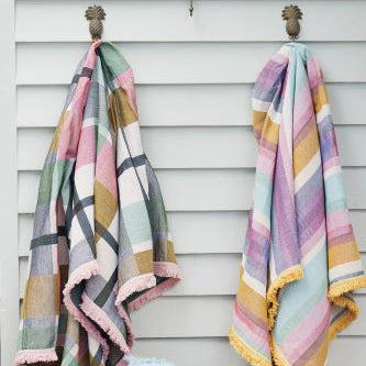 Solsse the label luxury picnic rug throw in sunset check design