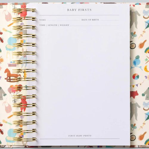 Inside page of the baby first keepsake book