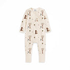 Bamboo zipsuit in autumn bear print