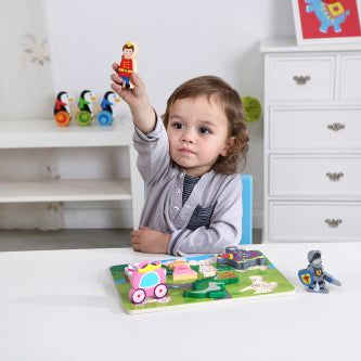 child playing with the chunky princess puzzle