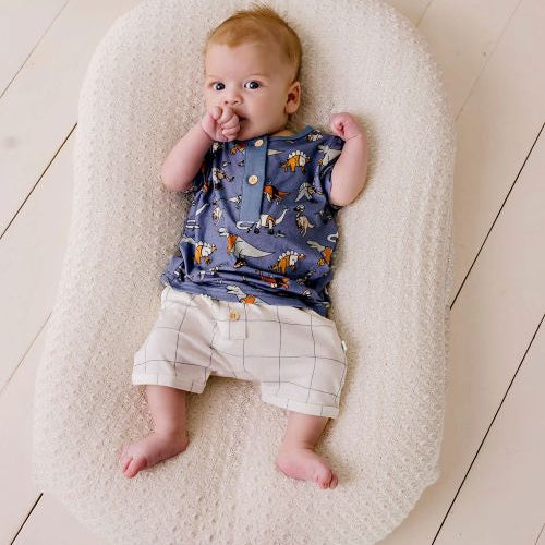 baby wearing the short sleeve sporty dino tee