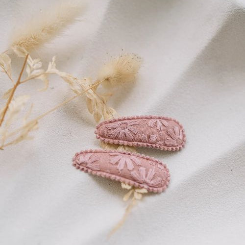 Dusty Pink Floral clips set of 2