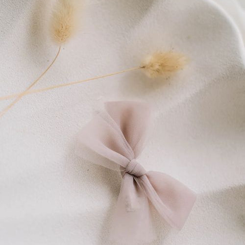 Dusty pink tulle bow clip