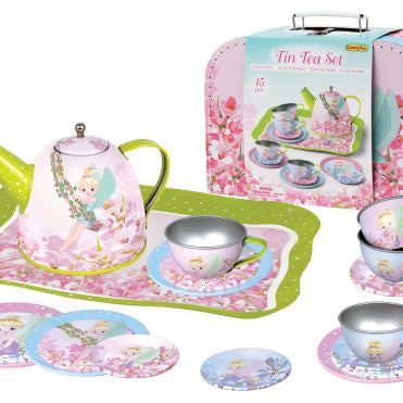 Fairy tin tea set in suitcase