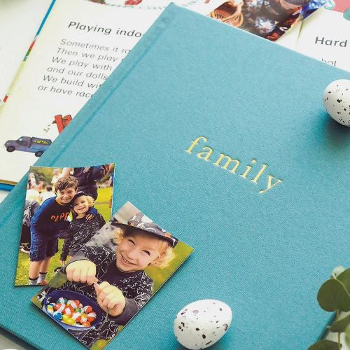 Flatlay of the our family journal