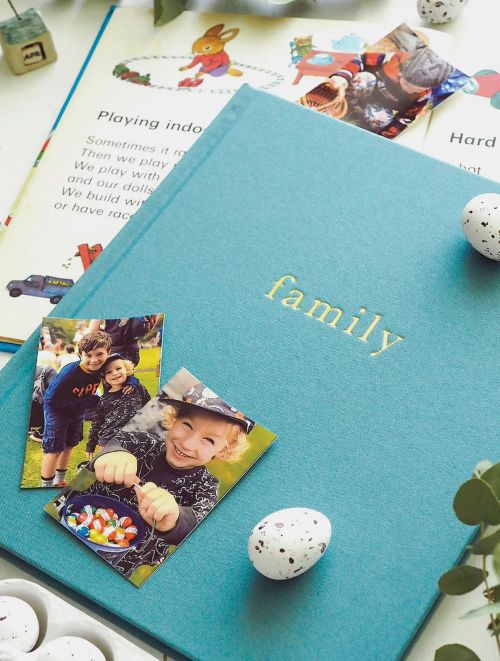 Flatlay of the our family journal