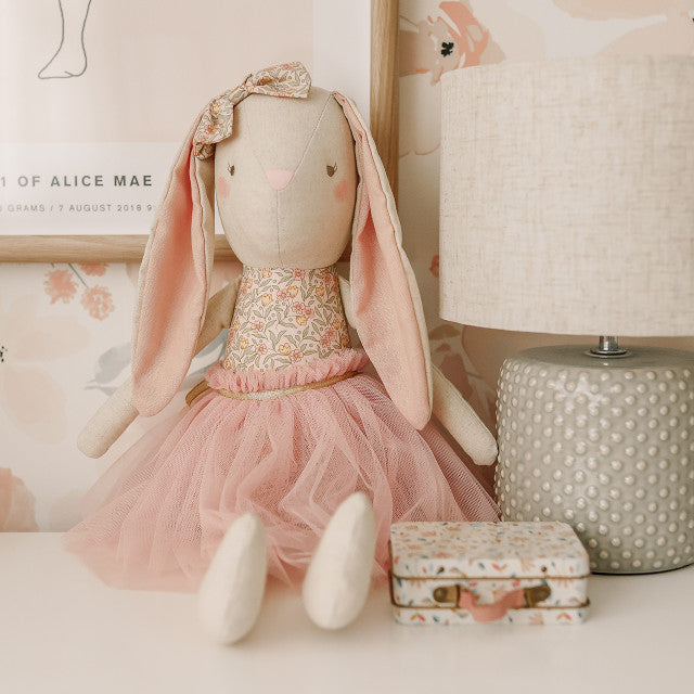 linen pearl cuddle bunny pink blossom lily 55cm alimrose