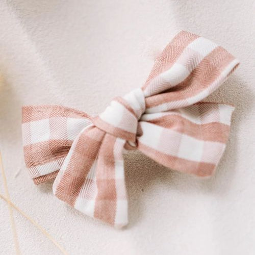 Pink Gingham bow clip