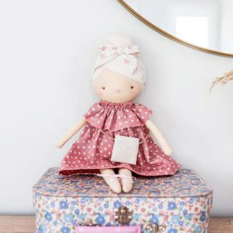 piper doll pink spot dress pale pink headband 43cm alimrose