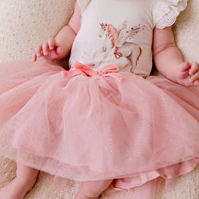 Bodysuit magical unicorn and sparkly pink tulle skirt