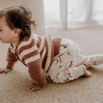 Toddler crawling in autumn bears slouch pants