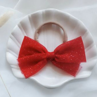 Sparkly red bow headband or clip