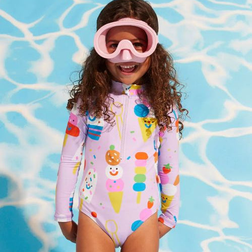 Sundae funday long sleeve zip bather