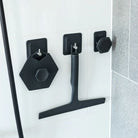 Shower squeegee on hook with other items