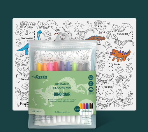 Hey doodle reusable dinosaur coloring mat