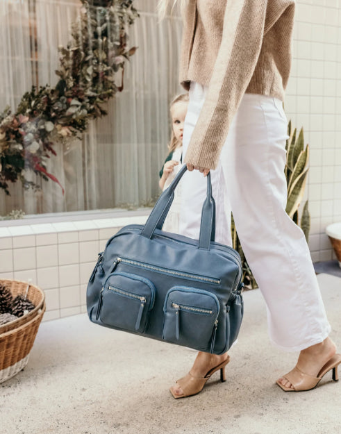 Carry all nappy bag in stone blue