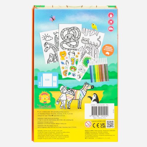 Back of box colouring set Zoo