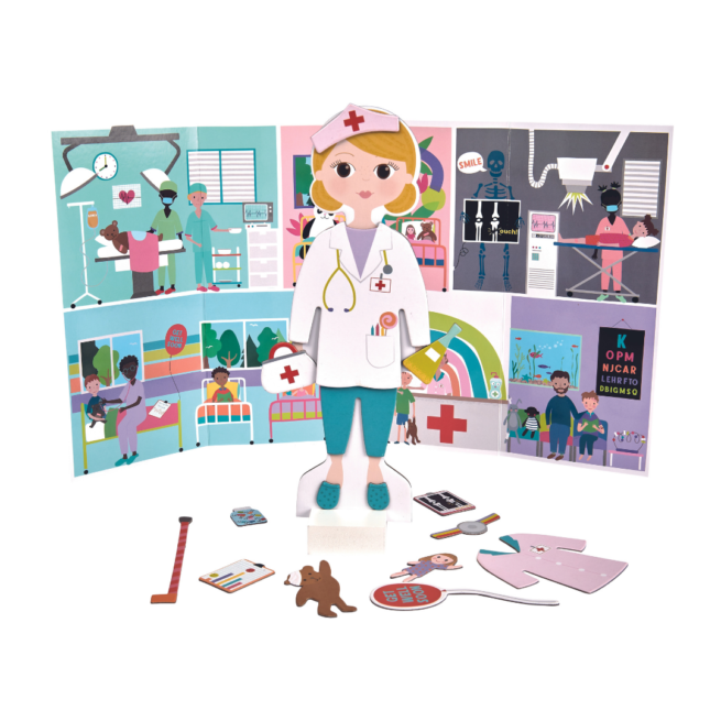 Wooden magnetic dress up doll Florence