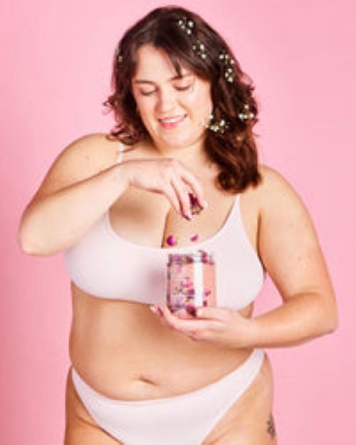 Lady using the goddess bath soak