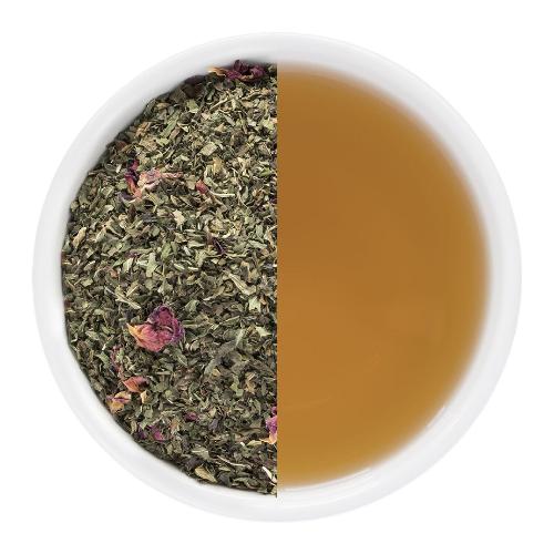 Persian mint loose leaf tea and cup of tea