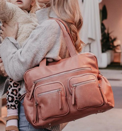 Mum carrying the carry all dusty rose
