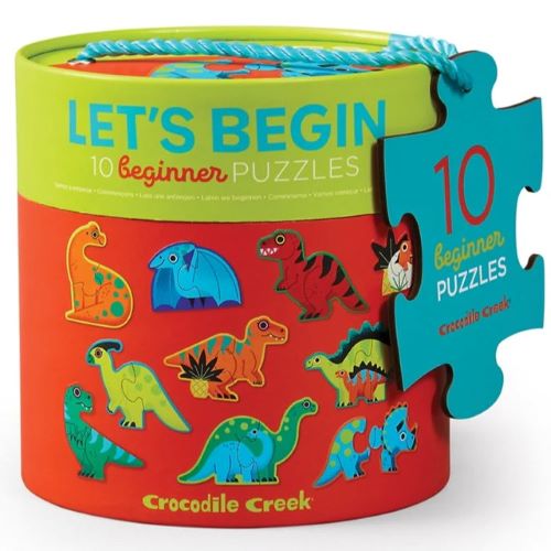 Lets Begin 10, 2 piece puzzles in a carry box dinosaur design