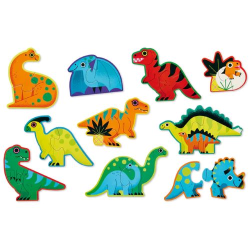 Ten dinosaur 2 piece puzzles