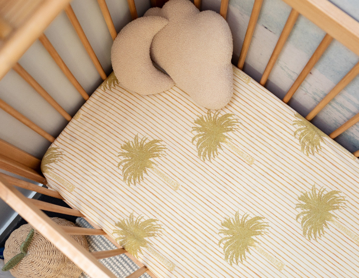 Stripe palm cot sheet set