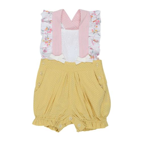 summer fresh frilly sleeved girls overalls