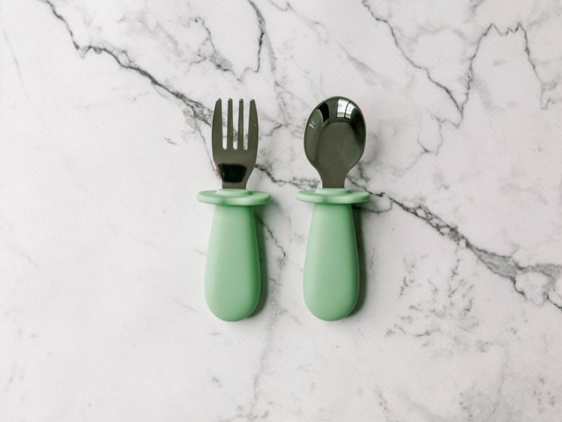 Toddler Silvies cutlery set mint crisp