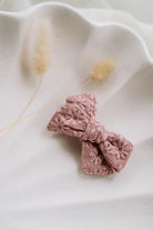 Dusty floral pink bow clip