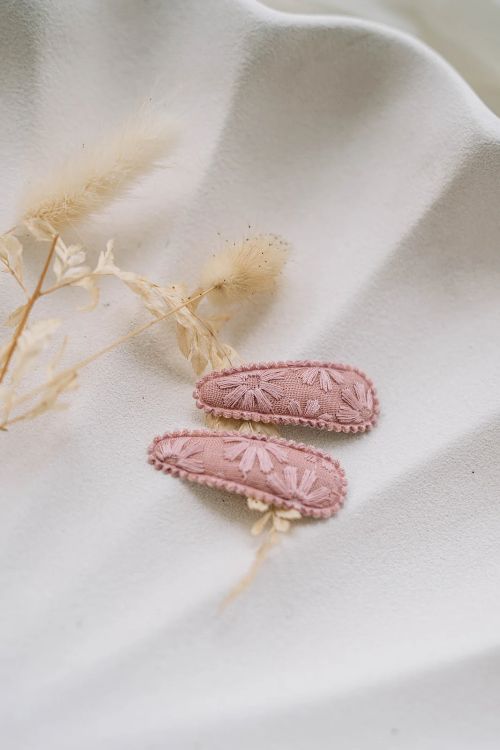 Dusty Pink Floral clips set of 2