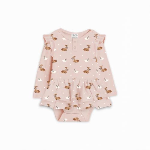 Onesie flutter dress in classic fawn