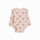 Frilly bodysuit in classic fawn print