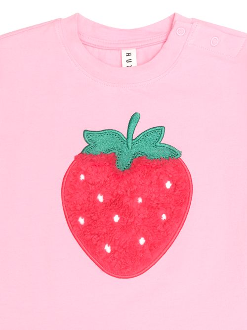 Close up of the furry strawberry slouchy tee