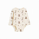 Henley bodysuit in autumn bear print