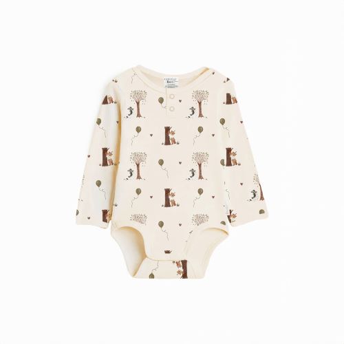 Henley bodysuit in autumn bear print