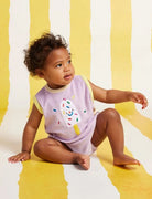 icecream terry singlet bubble romper on a baby